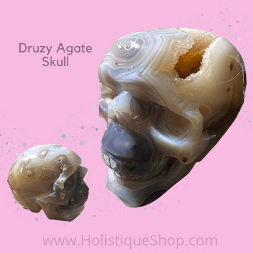 Druzy Agate Skull